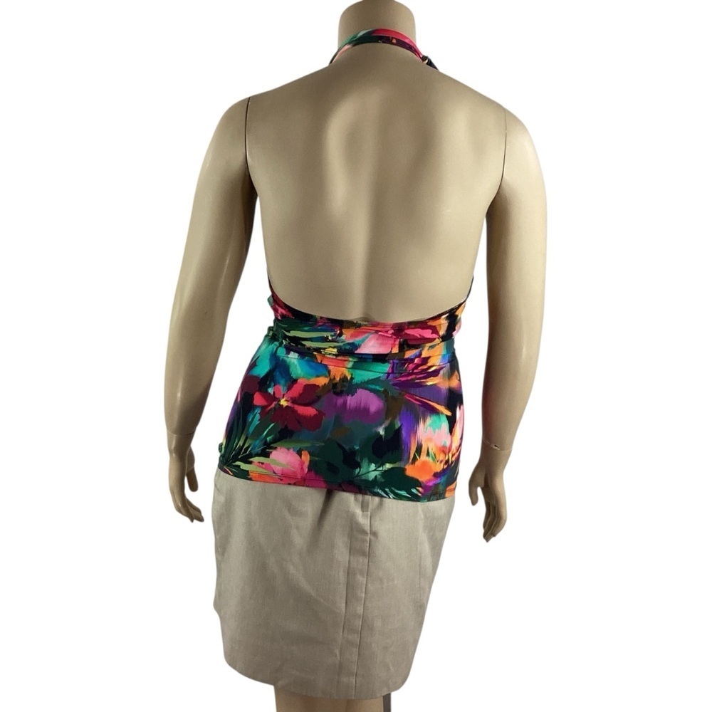 Lauren Ralph Lauren Halter Tankini Top Floral Print Ruched Multicolor 12 - Picture 5 of 6